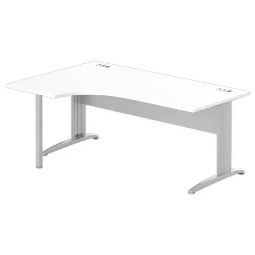 Bureau BUENOS AIRES compact retour à gauche blanc/alu, L180 photo du produit