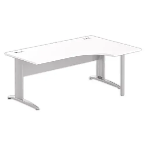 Bureau BUENOS AIRES compact retour à droite blanc/alu, L180 photo du produit