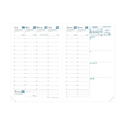 Agenda semainier AFFAIRES  Bergame - 10x15 cm - Bleu - D&eacute;cembre &agrave; janvier - QUO VADIS photo du produit