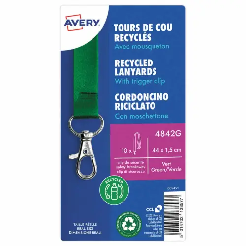 10 Lacets textiles avec mousqueton vert - Avery photo du produit