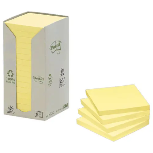 16 Notes repositionnables recyclées - 76 x 76 mm - Lot de 16 - POST-IT photo du produit