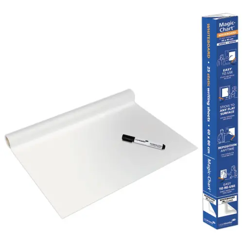 Rouleau 25 feuilles &eacute;lectrostatiques Magic Chart - Version tableau blanc - 60 x 80 cm - Legamaster photo du produit