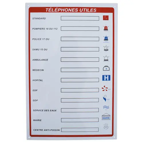 Panneau t&eacute;l&eacute;phones utiles - VISO photo du produit