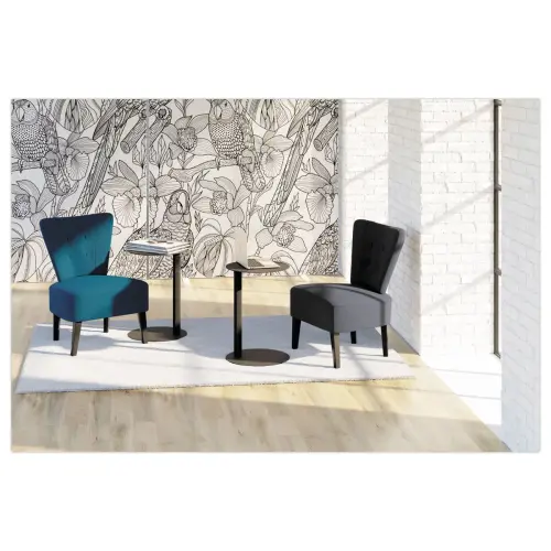 Fauteuil Brighton pieds noirs revêtement bleu photo du produit