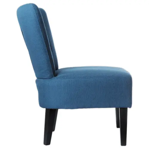 Fauteuil Brighton pieds noirs revêtement bleu monté photo du produit