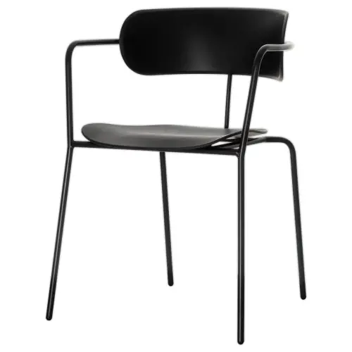 2 Chaises bistro pieds noirs assise noire photo du produit