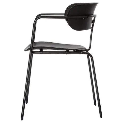 2 Chaises bistro pieds noirs assise noire montées photo du produit