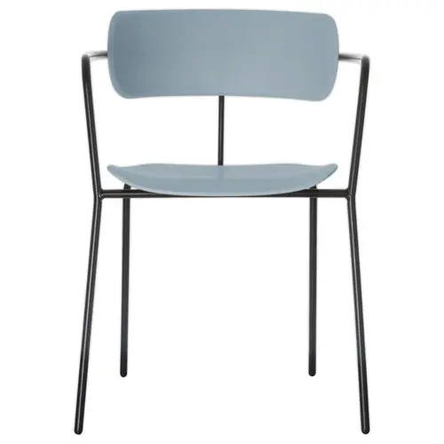 2 Chaises bistro pieds noirs assise bleue photo du produit