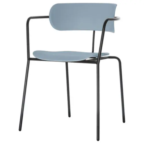 2 Chaises bistro pieds noirs assise bleue photo du produit