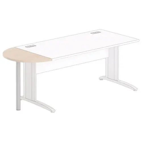 1/2 lune bureau rectangulaire acacia clair/alu photo du produit