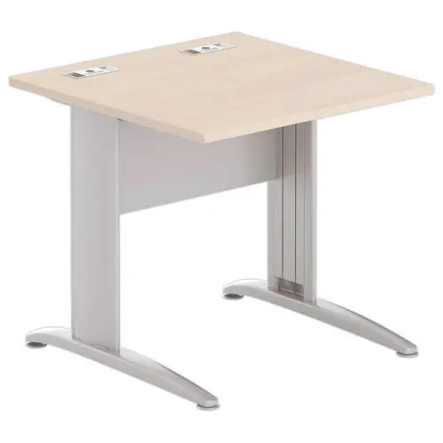 Table 80 x 80 acacia clair - pieds aluminium photo du produit