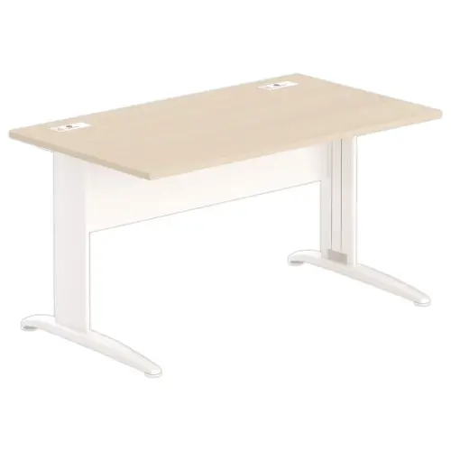 Bureau Buenos Aires - Plateau acacia clair et pieds blancs - 140 x 80 cm - Fiducial photo du produit