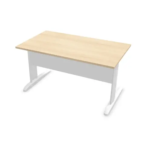 Bureau Buenos Aires - Plateau acacia clair et pieds blancs - 140 x 80 cm - Fiducial photo du produit
