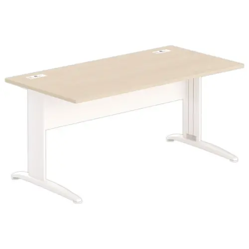 Bureau Buenos Aires - 160 x 80 cm - Plateau acacia clair et pieds blancs - Fiducial photo du produit