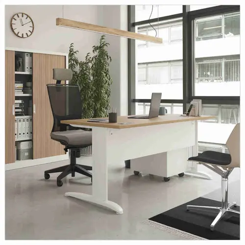 Bureau BUENOS AIRES - 160 x 80 cm - Acacia clair et pieds aluminium - Fiducial photo du produit