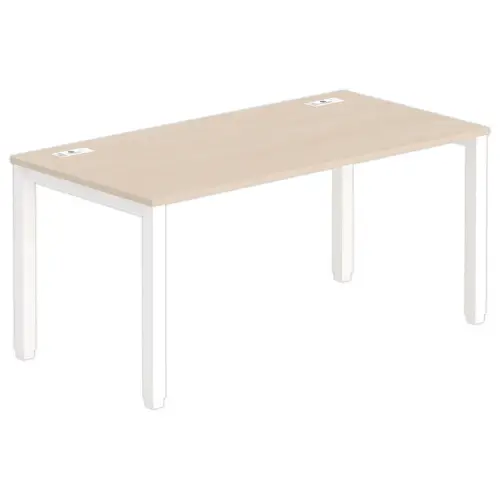 Bureau Bruxelles &ndash; 160 x 80 cm &ndash; Plateau acacia et pieds blancs - FIDUCIAL photo du produit