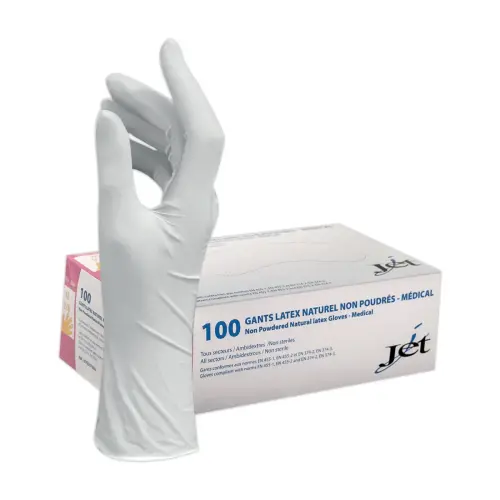 100 Gants en latex naturel non poudrés - Taille 8/M - Effet seconde peau photo du produit