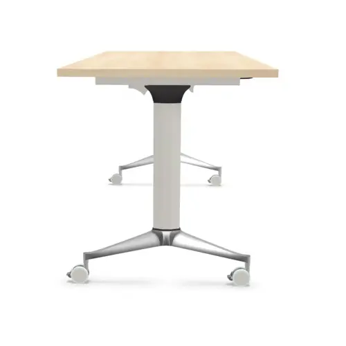 Table rabattable à roulettes - 150 x 70 cm - Acacia/alu photo du produit