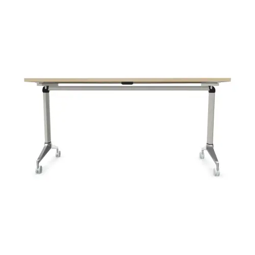 Table rabattable à roulettes - 150 x 70 cm - Acacia/alu photo du produit