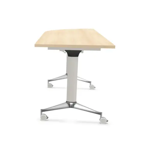 Table rabattable &agrave; roulettes - Angle gauche - Acacia clair et alu - 190x70 cm photo du produit