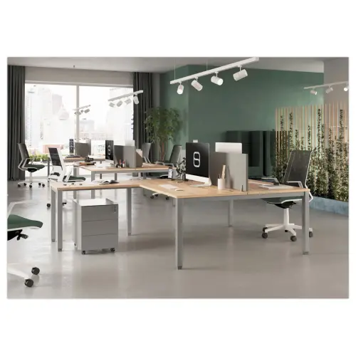 Bureau vis à vis 4 pieds 140 X 160 X 74 blanc/blanc photo du produit