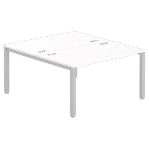 Bureau vis à vis 4 pieds 140 X 160 X 74 blanc/alu photo du produit