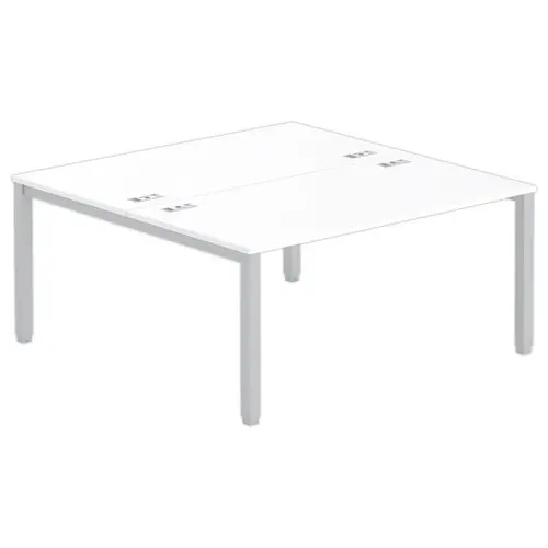Bureau vis à vis 4 pieds 160 X 160 X 74 blanc/alu photo du produit