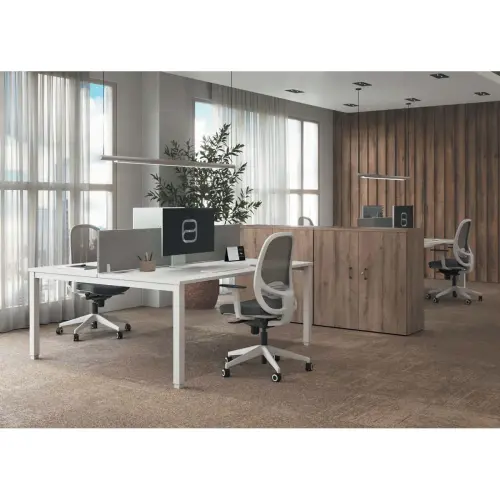 Bureau vis à vis 4 pieds 160 X 160 X 74 hêtre/blanc photo du produit