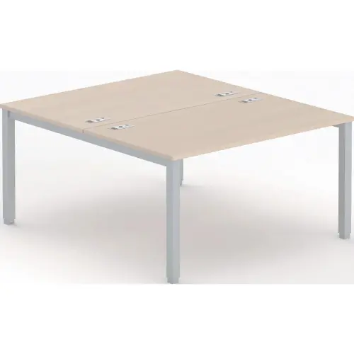 Bureau vis &agrave; vis 4 pieds 140 X 160 X 74 acacia/alu photo du produit