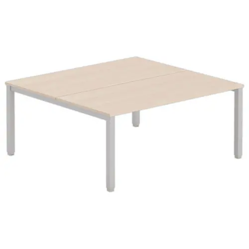 Bureau vis à vis 4 pieds 160 X 160 X 74 acacia/alu photo du produit