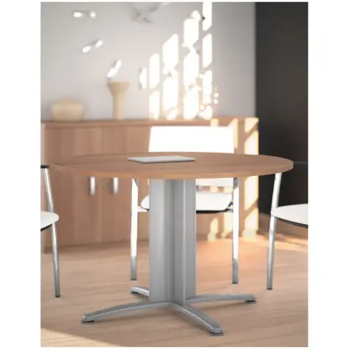 Table réunion ronde diam. 116 cm acacia/aluminium photo du produit