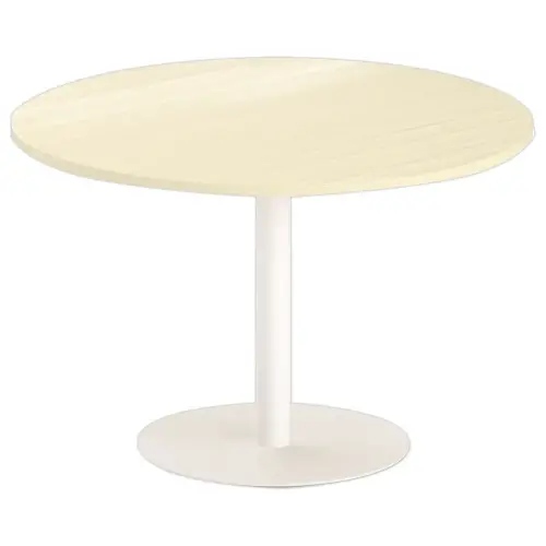 Table ronde diam 116 cm plateau acaciapied tulipe blanc pied tulipe photo du produit