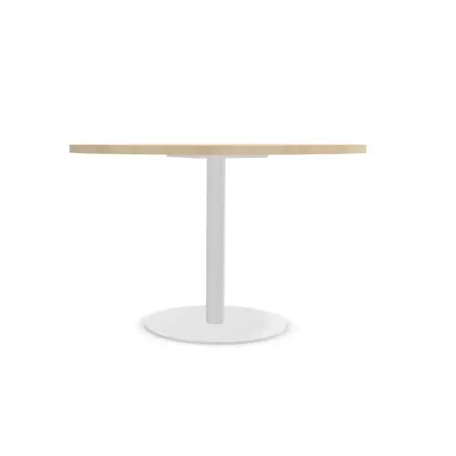 Table ronde diam 116 cm plateau acaciapied tulipe blanc pied tulipe photo du produit