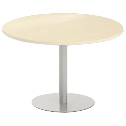 Table ronde diam 116 cm plateau acaciapied tulipe argent photo du produit