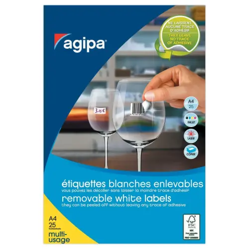 25 Planches d'étiquettes enlevables laser45,7x21,2 mm 1200 étiq/boîte photo du produit