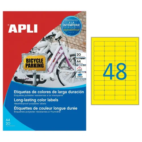 20 Planches d'étiquettes inaltérables laser 45,7x21,2mm 960 étiq jaune photo du produit