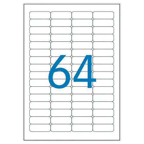 100 Planches de mini étiquettes 45,7x 16,9mm soit 6400 étiq/boîte photo du produit
