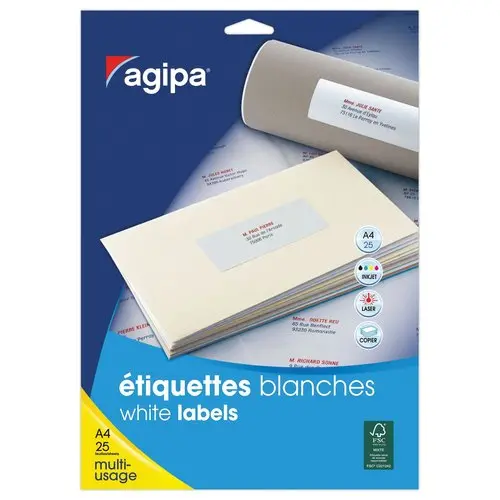 25 Planches d'&eacute;tiquettes 46x11,1 mm soit 2100 &eacute;tiq/bo&icirc;te photo du produit