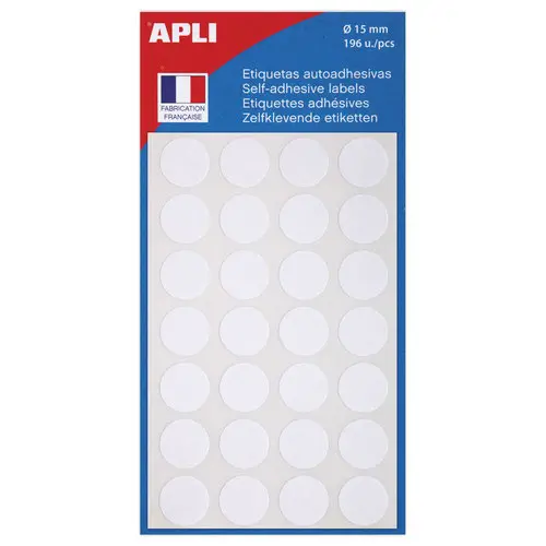 196 Pastilles gommettes de signalisation rondes, Ø 15 mm,blanc photo du produit