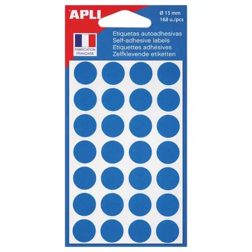 168 Pastilles gommettes de signalisation rondes - Ø15 mm - bleu - APLI photo du produit