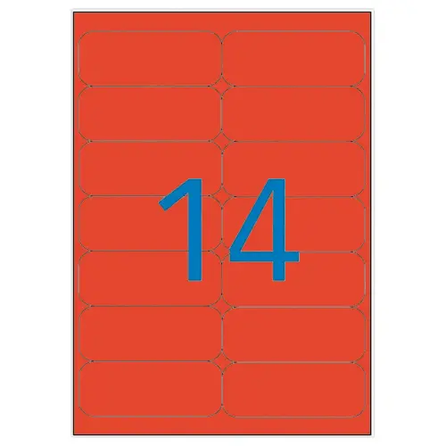 20 Planches de 280 &eacute;tiquettes fluorescentes 99,1x38,1 rouge fluorescent photo du produit