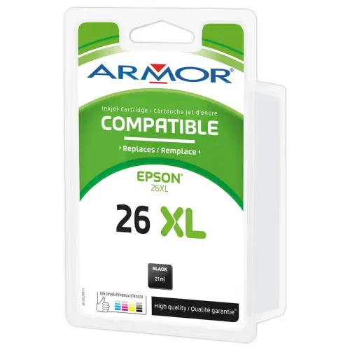 Cartouche Armor &eacute;quiv. Epson T26XL noir photo du produit