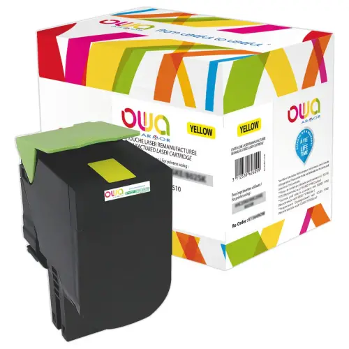 Toner éq. Lexmark 80C2HYE, Lexmark 80C2HY0 - Haute capacité - Jaune - OWA photo du produit