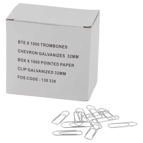 1000 Trombones acier galvanis&eacute; 32 mm photo du produit