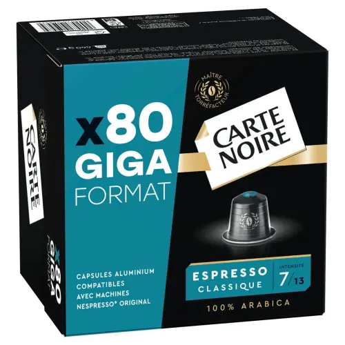 Caf&eacute; pur Arabica - Capsules compatibles Nespresso* - Giga Format x80 photo du produit