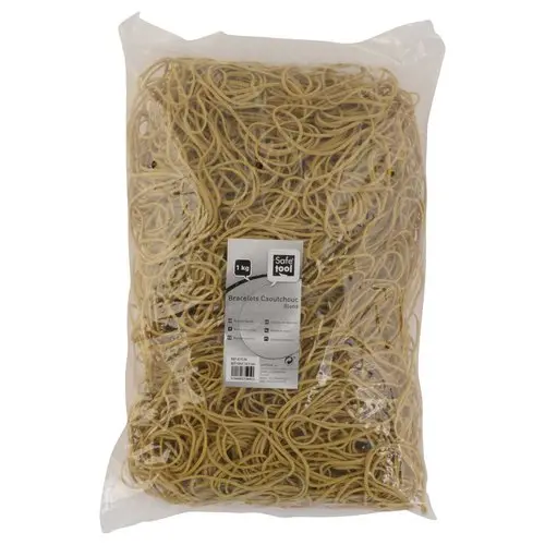 Sachet de 1 kg de bracelets élastiques étroits en caoutchouc - Blond - 150 mm - SIGN photo du produit