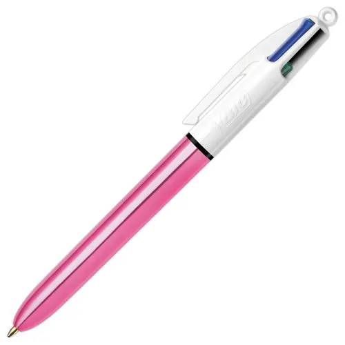 Stylo bille 4 couleurs - Corps Shine Rose - BIC photo du produit