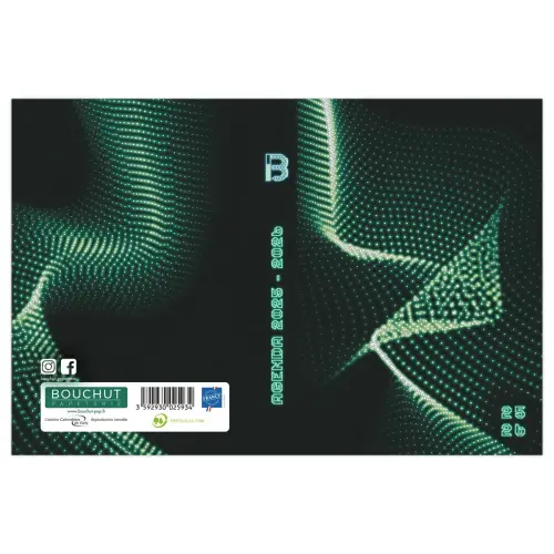 Agenda journalier Techno - 12,5x17,5 cm - Vert - Septembre &agrave; septembre - BOUCHUT GRANDREMY photo du produit