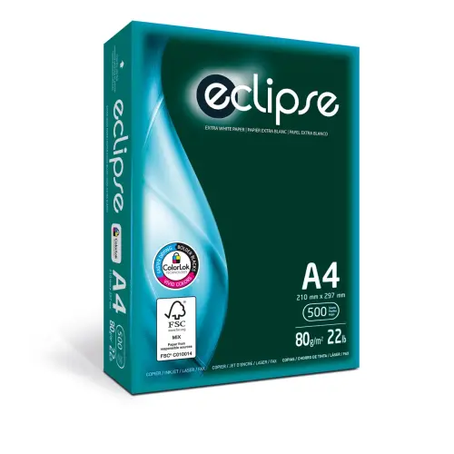 Carton de 5 Ramettes de 500 feuilles de papier blanc Eclipse 80g photo du produit