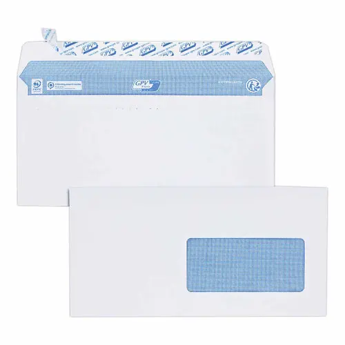 200 Enveloppes blanches avec fen&ecirc;tre - 110 x 220 mm - GPV photo du produit